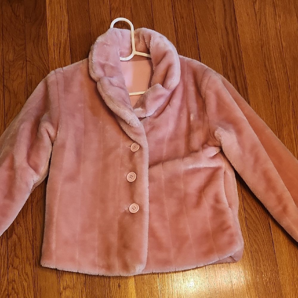 Pink Faux Fur Reversible Kids Jacket